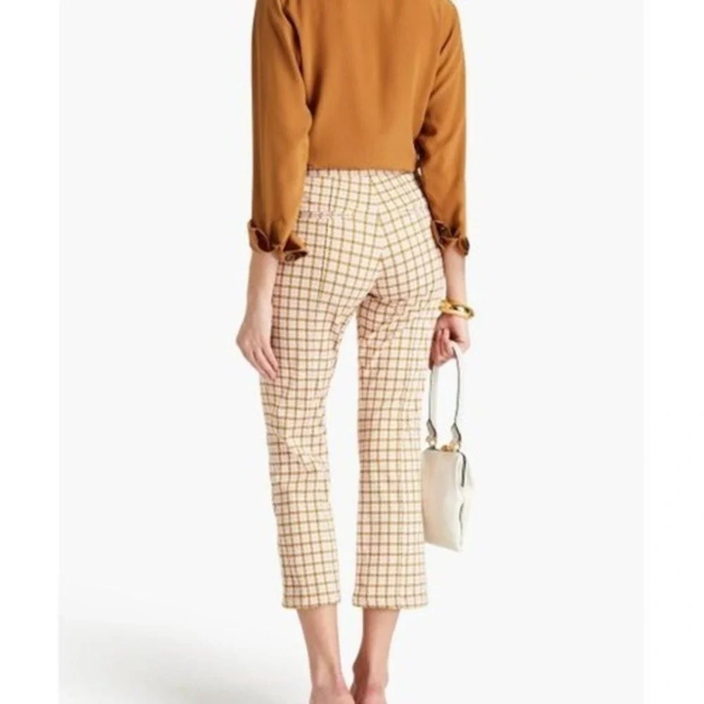 NWT Marni Houndstooth Check Cropped Flare Pants Pink Ochre IT40 US4